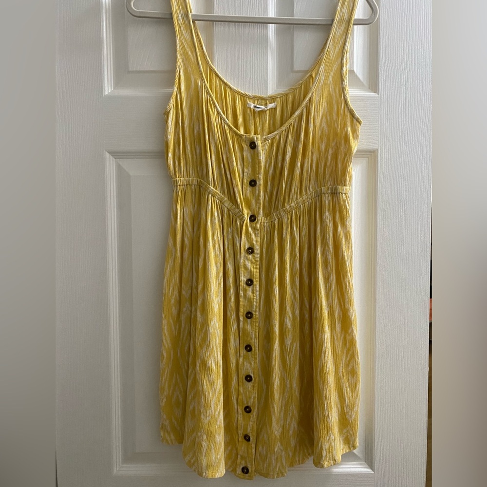 O'Neill Yellow Sleeveless Button-Front Mini Dress
